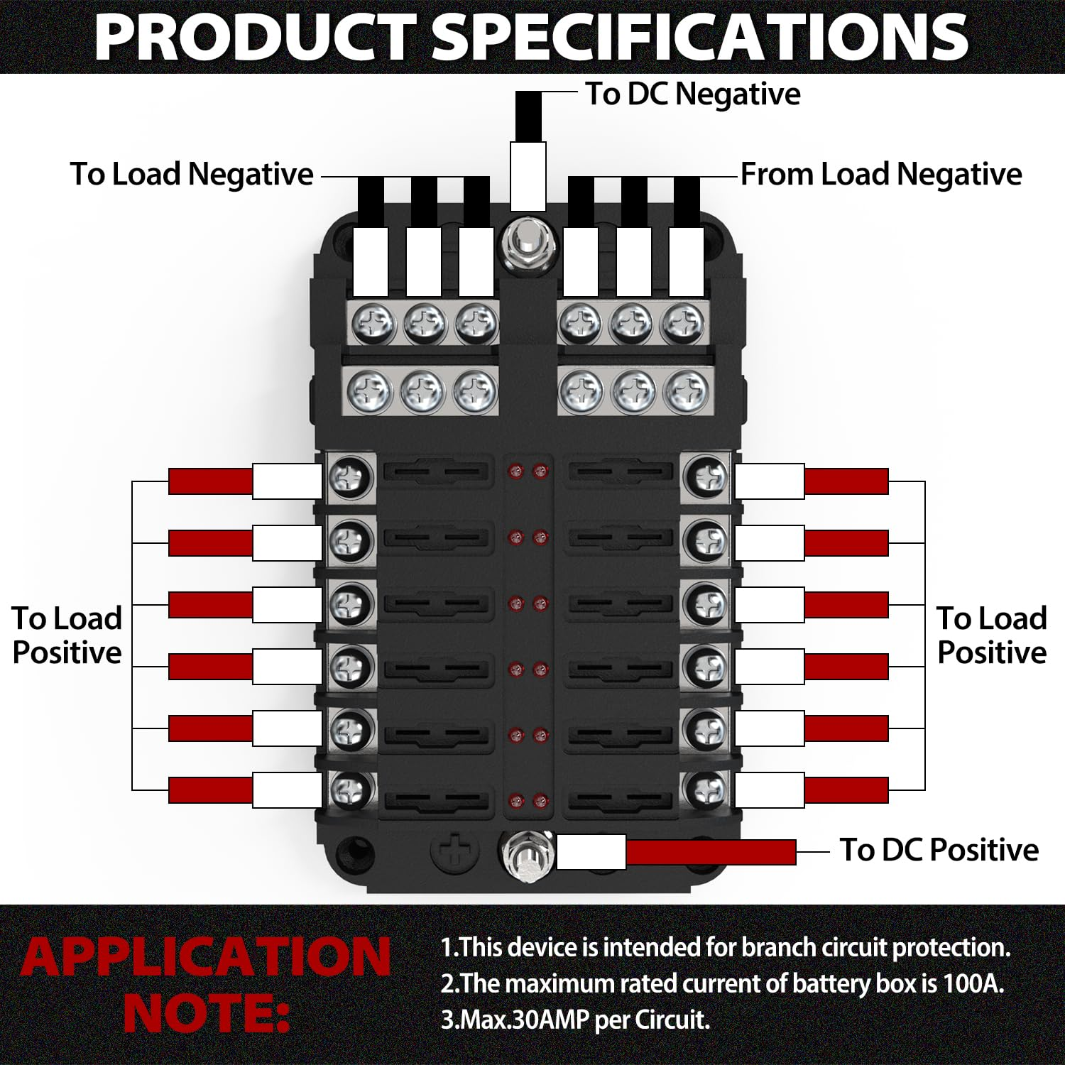 1PZ KC4-PK4 12 Circuit Waterproof Fuse Box with LED Light & Built-In Wire Cutter Universal Dual Pole Car Truck Boat Marine Fuse Block Panel image number 1