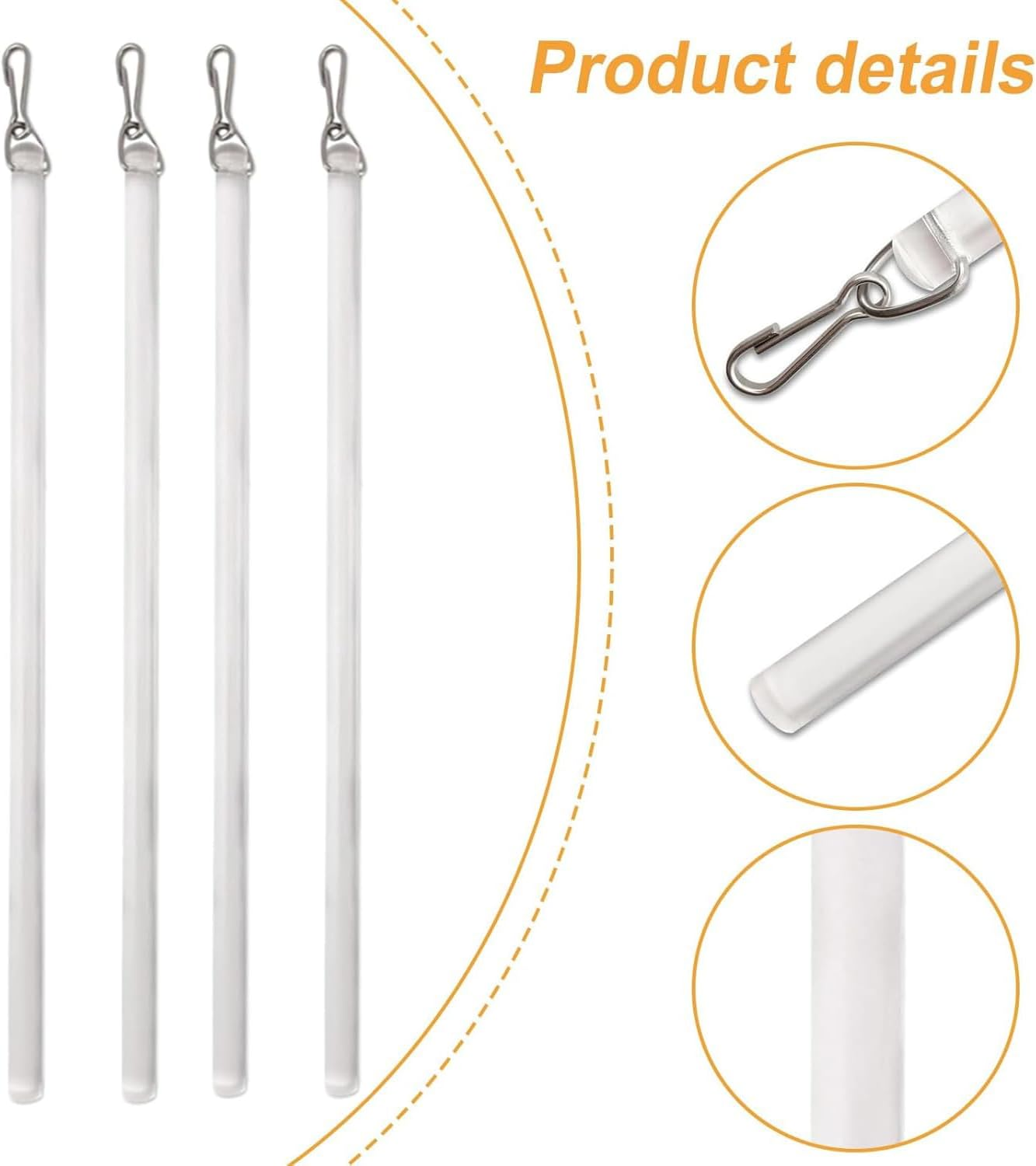 Yharnamite 4 Pcs Clear Acrylic Drapery Wand, Invisible Pull Rod with Hook for Opening and Closing High Hanging Drapes & Heavy Curtains in Homes & Offices image number 1