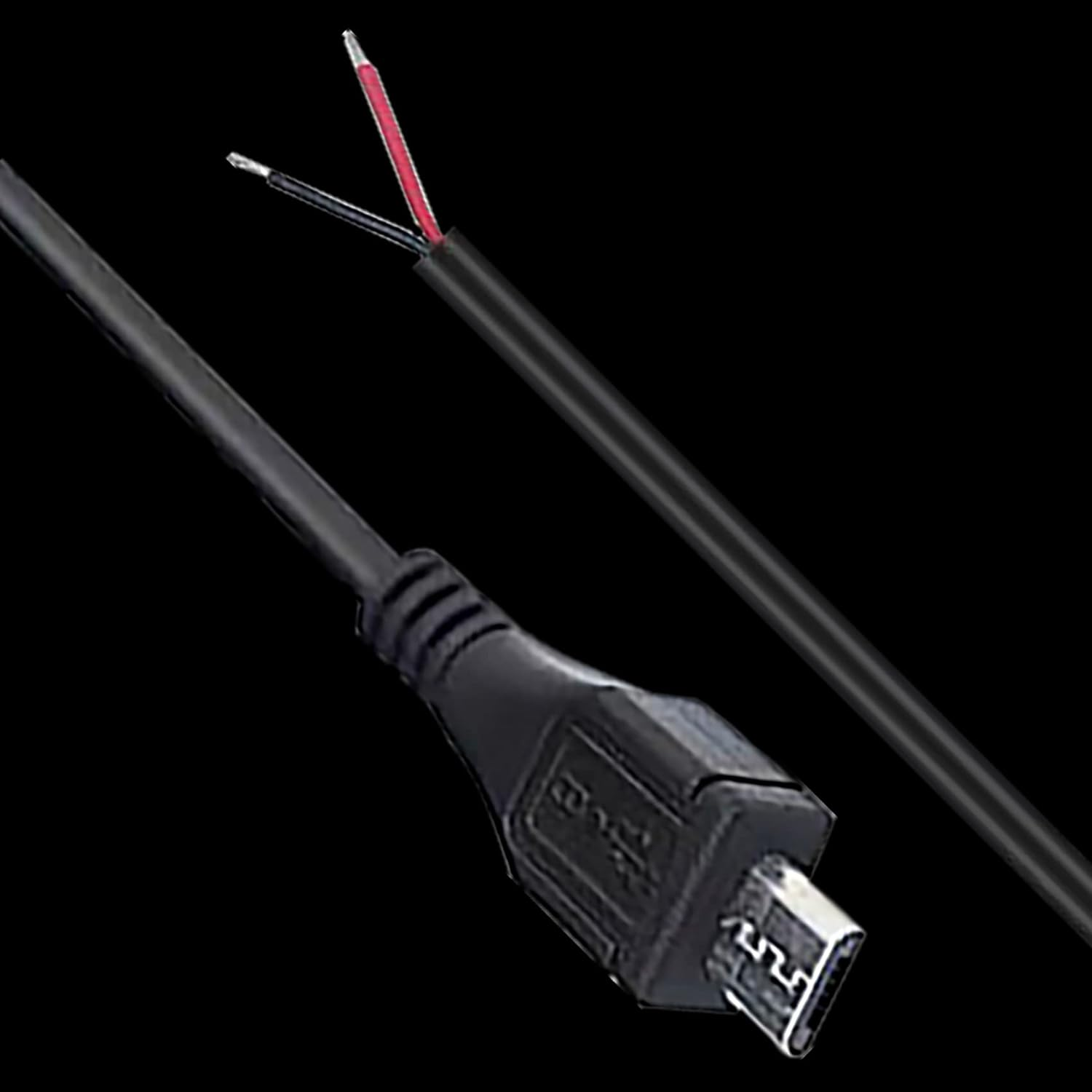 Tunghey 2Pack Micro USB to Bare Wire Open End Cable 5V 2.1A 22AWG 2 Cores Power Pigtail Repair Tin on the Tail Cable Cord DIY Black image number 3