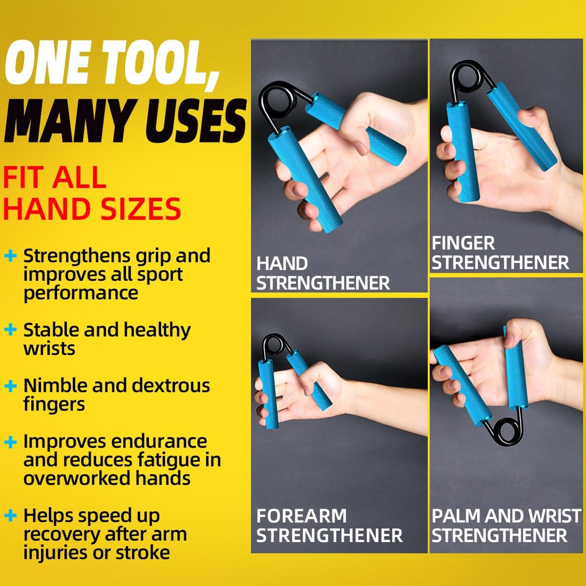 Kasifei Metall Griffkraft Trainer, 4Er Pack (22.5, 45, 67.5, 90Kg) Handtrainer Unterarmtrainer, Handgriff Handgelenk Trainingsger&auml;t, Fitnessger&auml;te F&uuml;r Zuhause image number 3