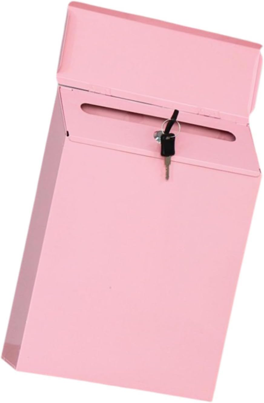 Perfk Wall Mounted Mailbox Letter Box Pink Easy to Use Sturdy Modern Practical Mail Box Drop Box for Porch Outdoor Front Door Gate image number 4