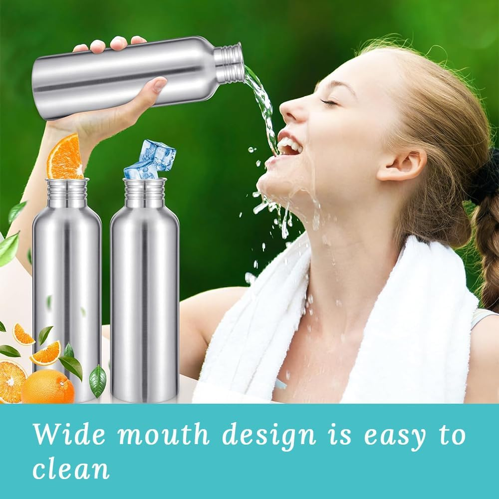 4 Pack Stainless Steel Sports Bottles, Outdoor Portable Water Bottles with Handle, Camping Waterjug for Cyclists, Runners, Hikers, Beachgoers, Picnics image number 2