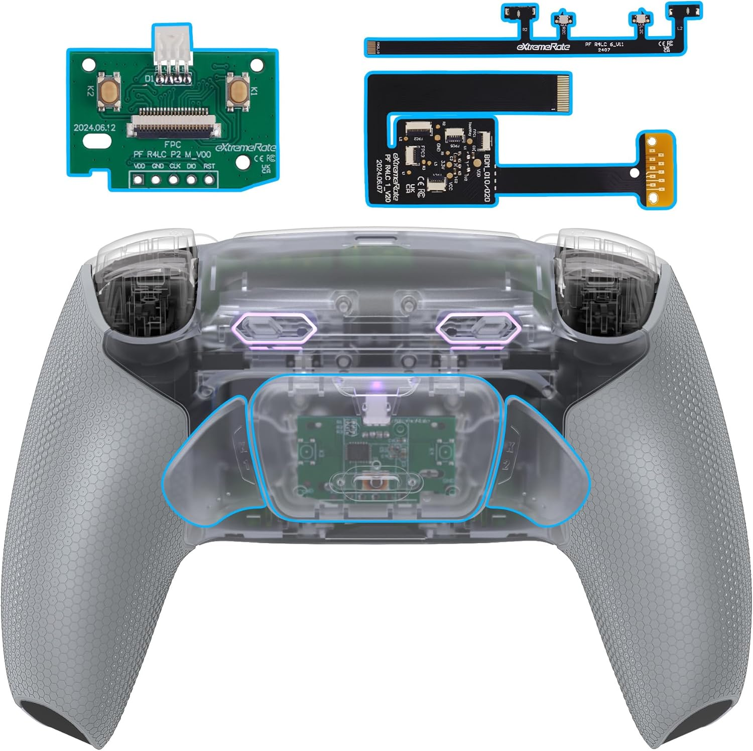 Extremerate RISE plus MAX Back Paddles Kit with Clicky Trigger Stops & Rubberized Grip for PS5 Controller BDM-010 020, Black Remappable Back Buttons Kit for PS5 Controller - White Black -NO Controller