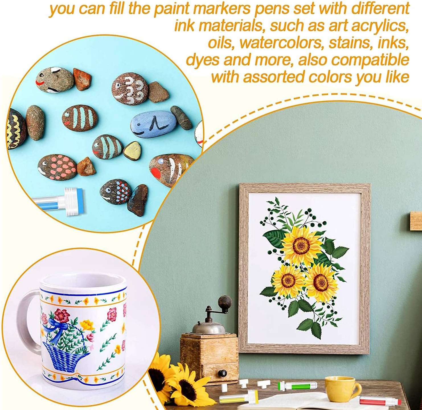 Aribrnten 5 Pack Graffiti Markers Refillable Paint Markers Touch up Paint Pen for with 5 Replacement Tips (50 Mm, 30 Mm, 15 Mm) image number 4