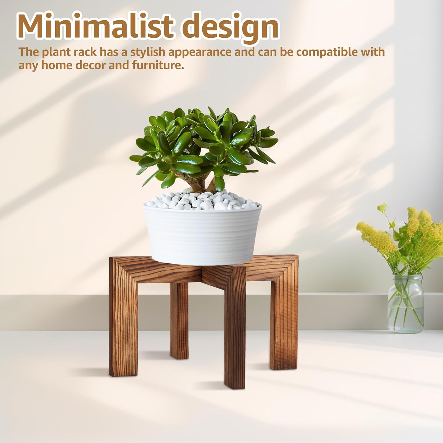 Awobepl Plant Stand Indoor Wood Plant Holder Minimalist Wood Flower Pot Stand Rustic Planter Stand Sturdy Wood Plant Holder for Indoor Home Office Plant image number 5