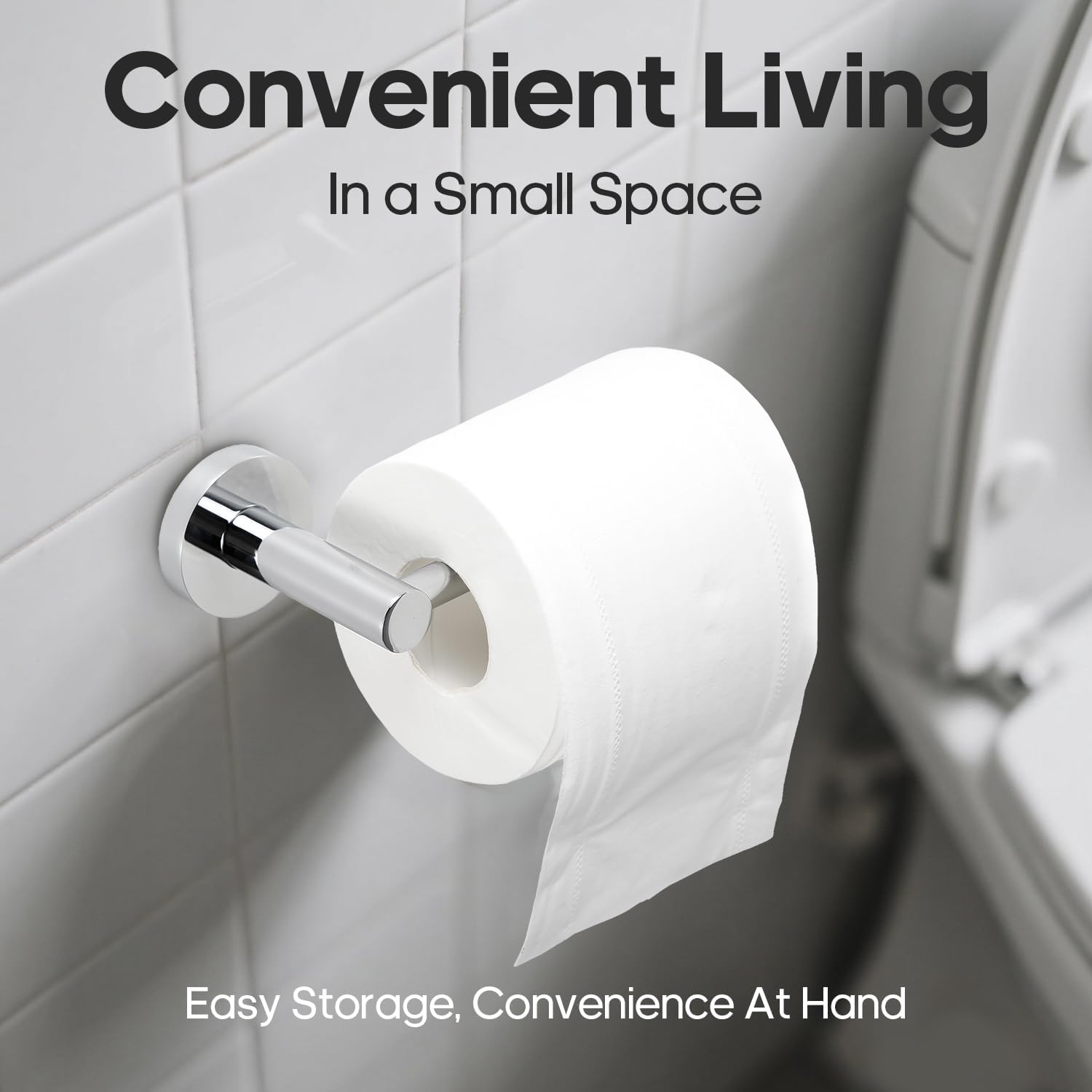 Decaura Toilet Paper Holder, Stainless Steel Roll Holder, Bathroom Tissue Rack, Drill-Free or Screw-In, Chrome image number 6