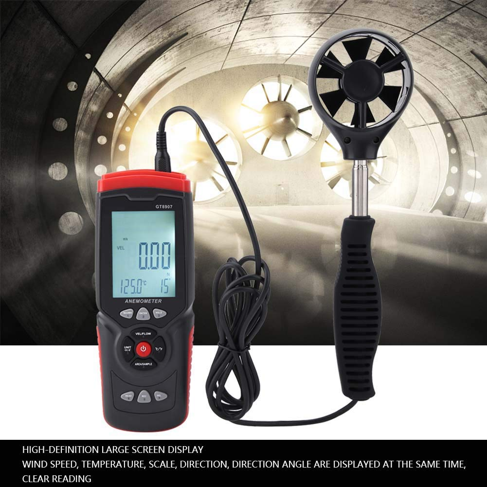 GT8907 Digital USB Anemometer for Accurate Wind Speed, Temperature, Humidity, and Air Measurement &ndash; Multifunctional Wind Meter for Home, Office, and Outdoor Use