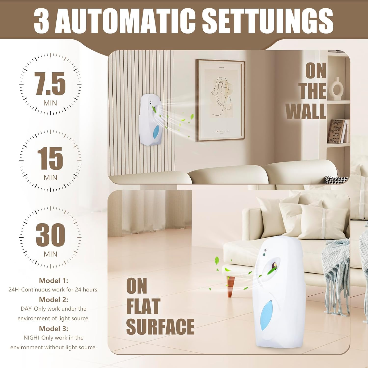 Automatic Air Freshener Spray Dispenser Wall Mounted/Free Standing Auto Sensor Spray Dispenser for Bathroom Washroom Hotel Office White image number 3