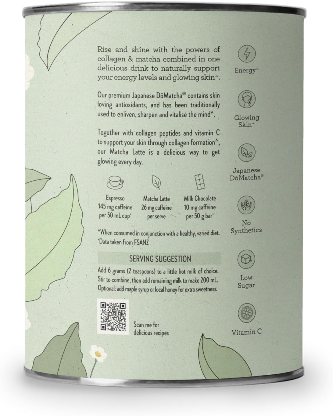 Nutra Organics Collagen Matcha Latte 100G | Antioxidant with Collagen Peptides | for Glowing Skin, Sharpen & Vitalise Mind (16 Serves) image number 4