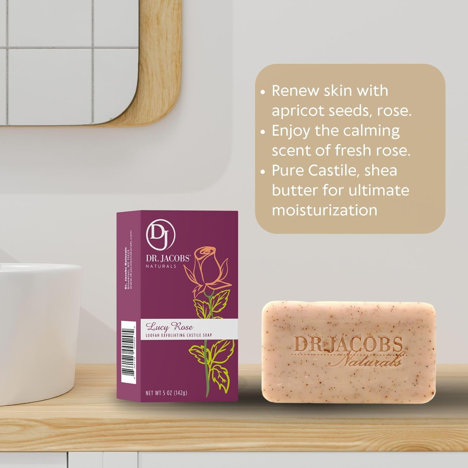 Dr Jacobs Naturals Lucy Rose Loofah Exfoliating Castile Soap image number 3