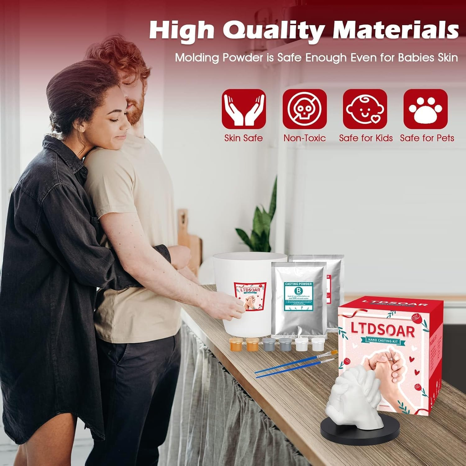 LTDSOAR Hand Casting Kit, Couples with Practice Kit, Hand Mold Kit for Adults & Kids, Romantic Anniversary Wedding Birthday for Her or Him,Boyfriend Girlfriend Unique image number 6