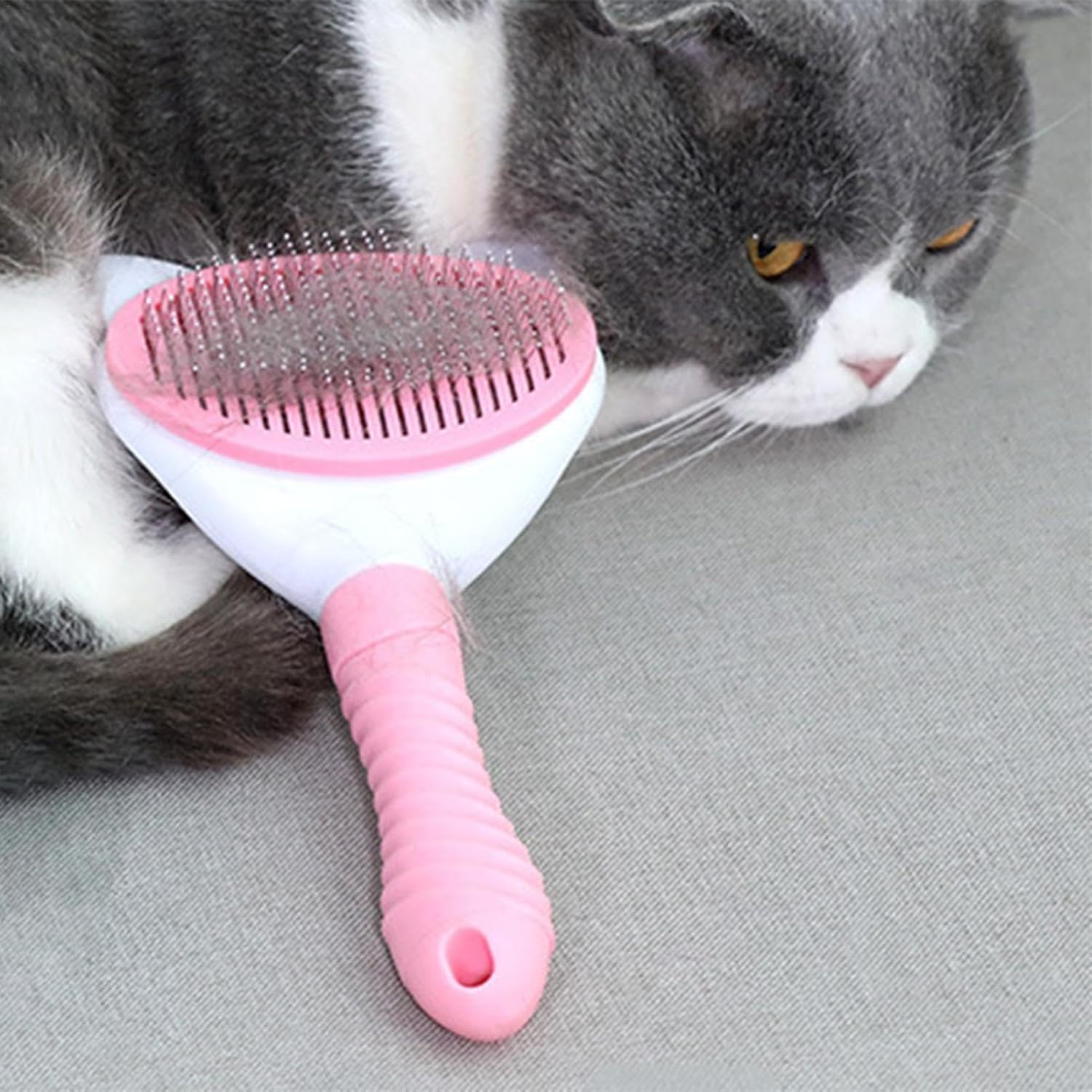 Zibeem Cat Grooming Brush,Cats Grooming Dematting Comb Pet Massage Self-Cleaning Slicker Brushes - Pet Grooming Brush for Cats and Dogs, Cat Brushes for Shedding Remove Undercoat image number 6