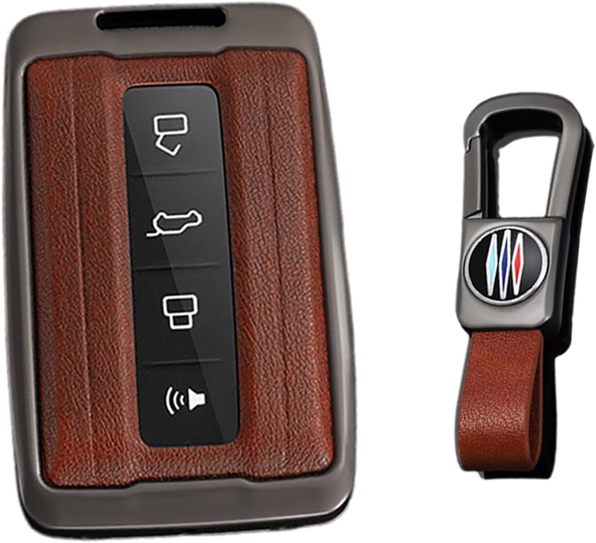 Ontto Alloy Car Key Fob Cover Fit for Great Wall GWM WEY TANK 300 500 Tank300 Tank500 Smart Leather Key Case Keyring Key Shell Holder Bag Keychain