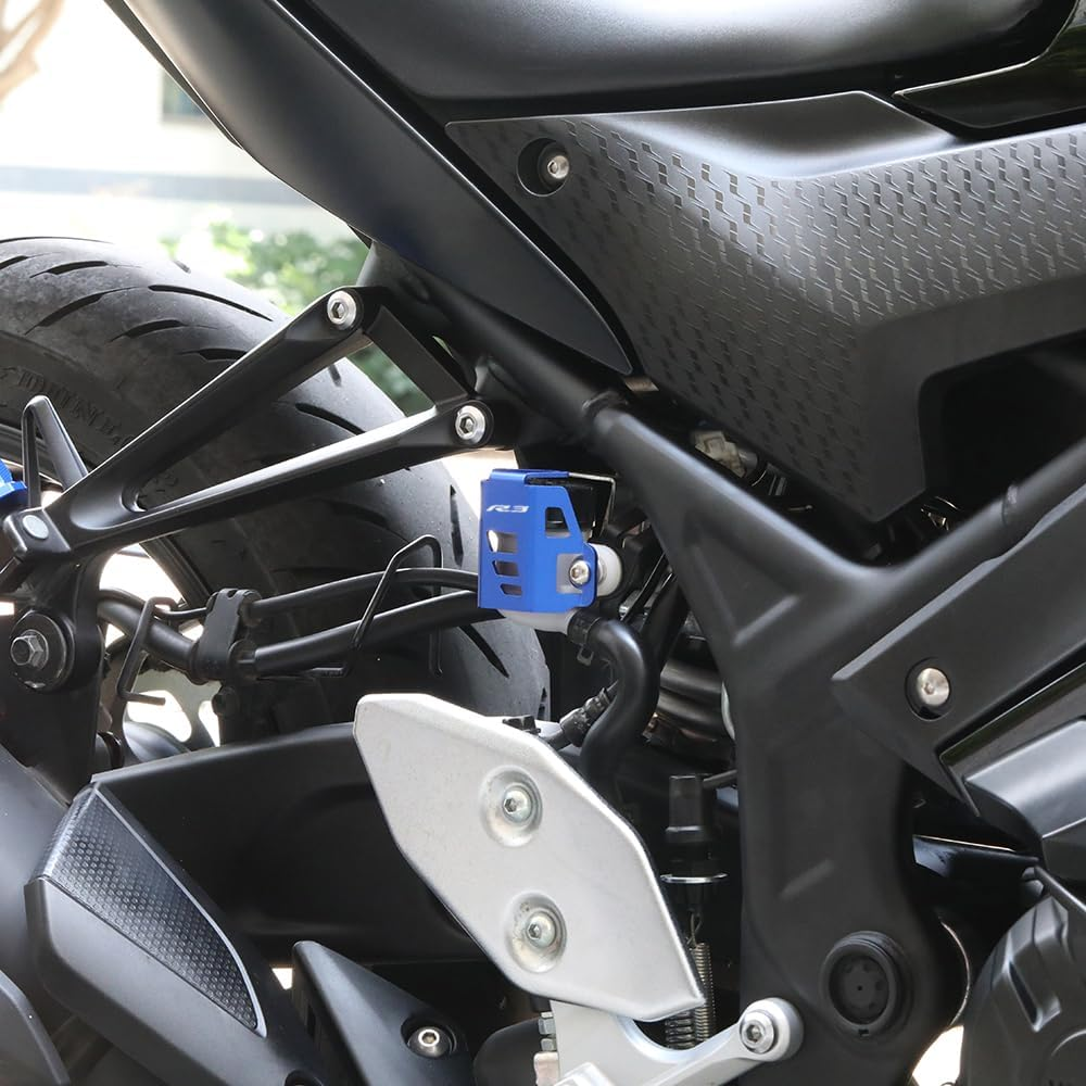Motorcycle Rear Brake Fluid Reservoir Pump Oil Cap Guard Cover Compatible with YAMAHA YZF R3 2015-2023 2024 | Gas Tank Protectors YZF-R3 YZFR3 Accessories (Black) image number 4