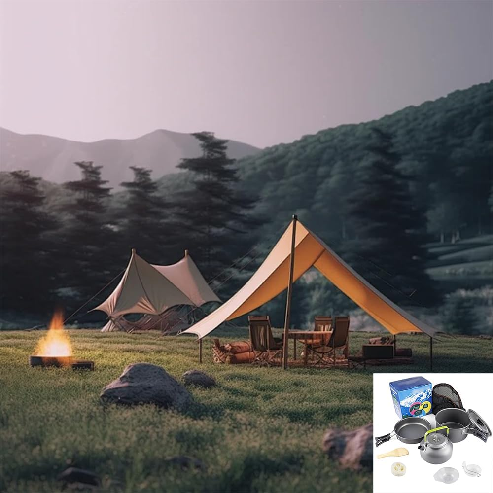 HPAMR Camping Cookware Set, Portable Camping Pot Set Teapot, Outdoor Teapot Set with Accessories Camping Cookware Mess Kit for Hiking, Camping, Backpacking, Outdoor Cooking and Picnic image number 5