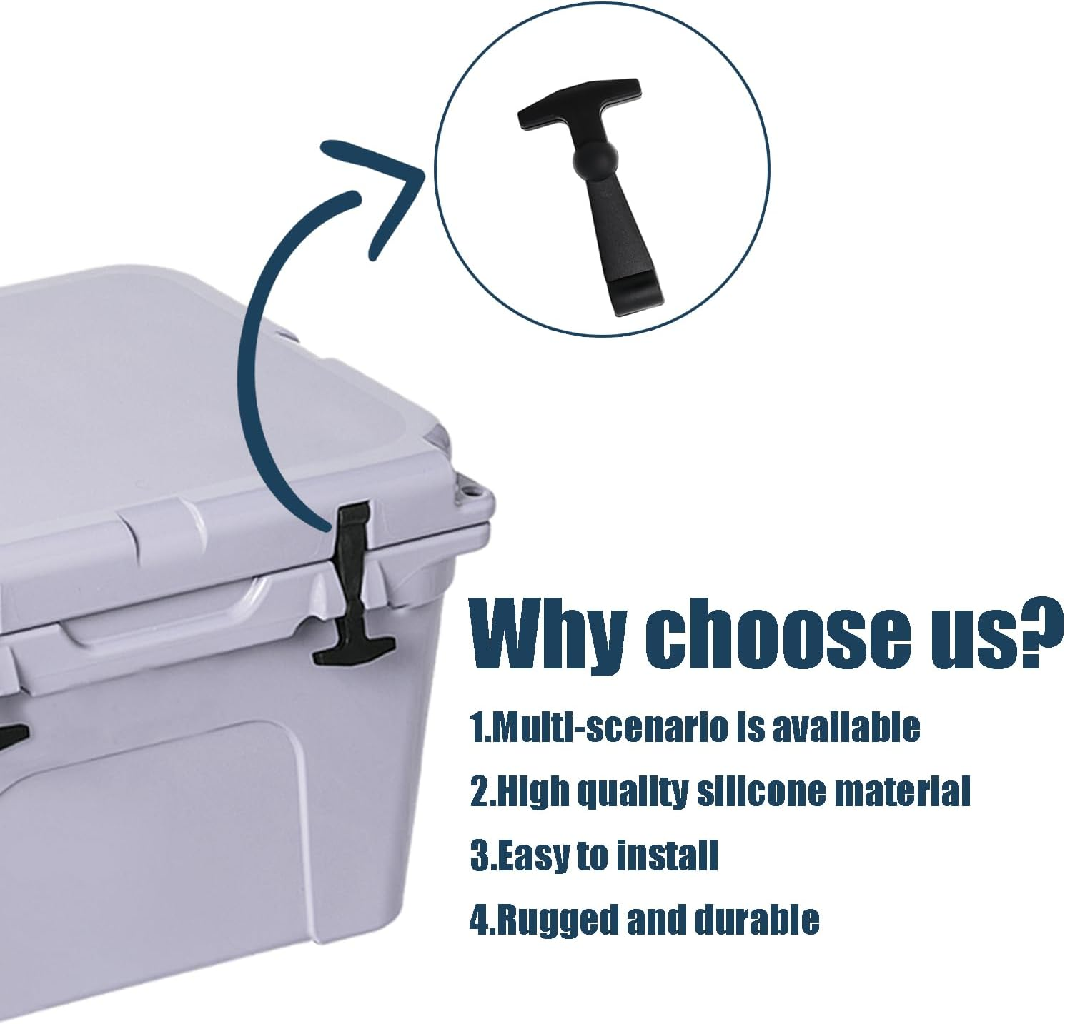 Yeti Cooler Latches 4 Piece Set Black Replacement Latch for Yeti & RTIC Models Durable T-Style Latch Accessories Made from High-Quality Rubber image number 6