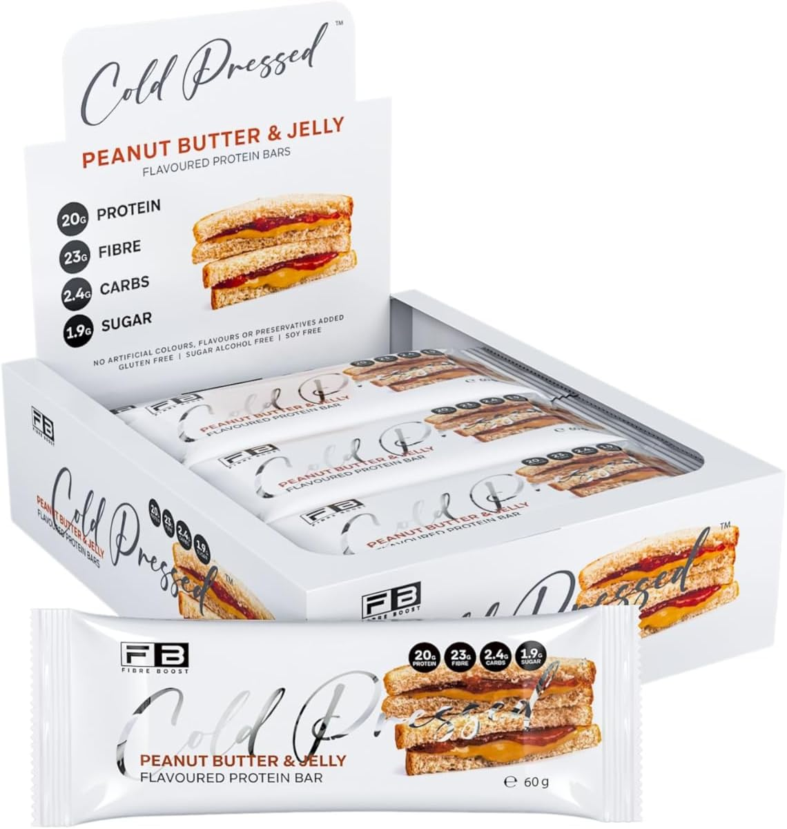 Fibre Boost Cold Pressed Peanut Butter and Jelly Flavoured Protein Bar