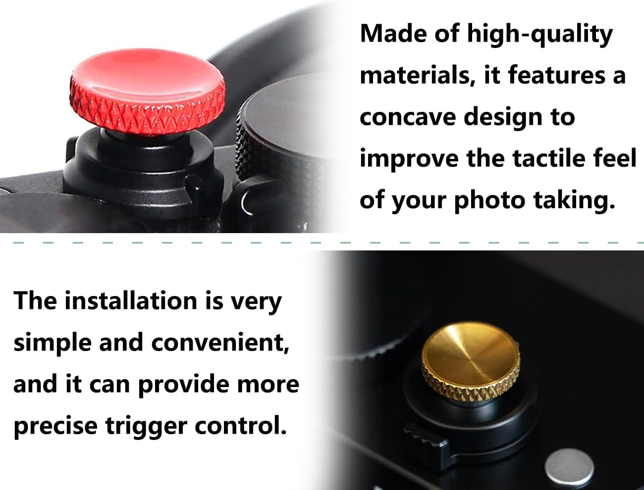 AOYEGIC Pack of 4 Shutter Release Buttons, Camera Shutter Release Button, Compatible with Fuji Camera, Compatible with Leica Camera, Compatible with Canon Camera (Red/Silver/Gold/Black) image number 6