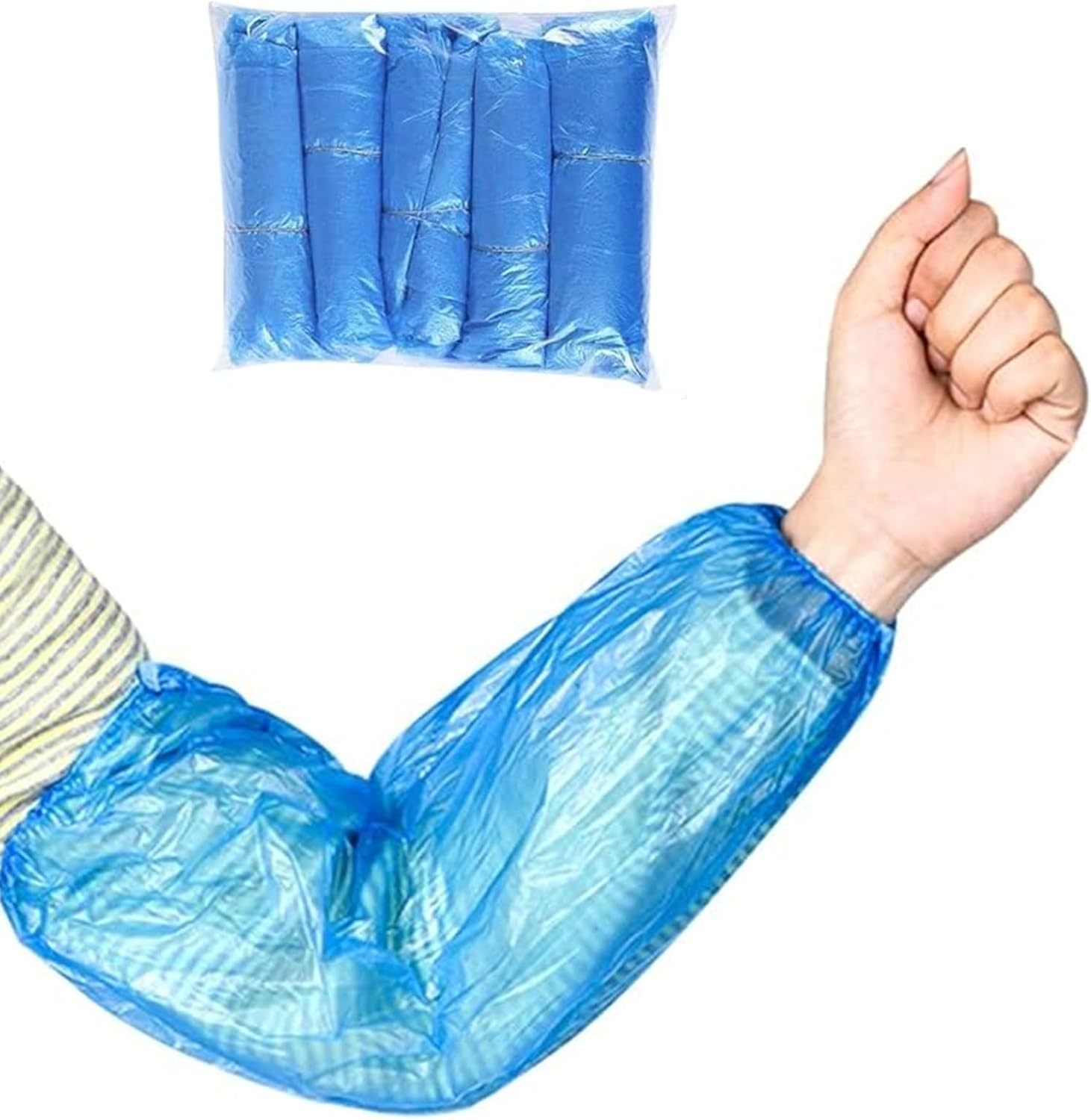 100Pcs Plastic Protector, Arm Sleeve Cover Disposable Arm/Sleeve Cover Waterproof Protector, 15.7 "Suitable for Salons, House Cleaning, Hotels, Restaurants image number 1