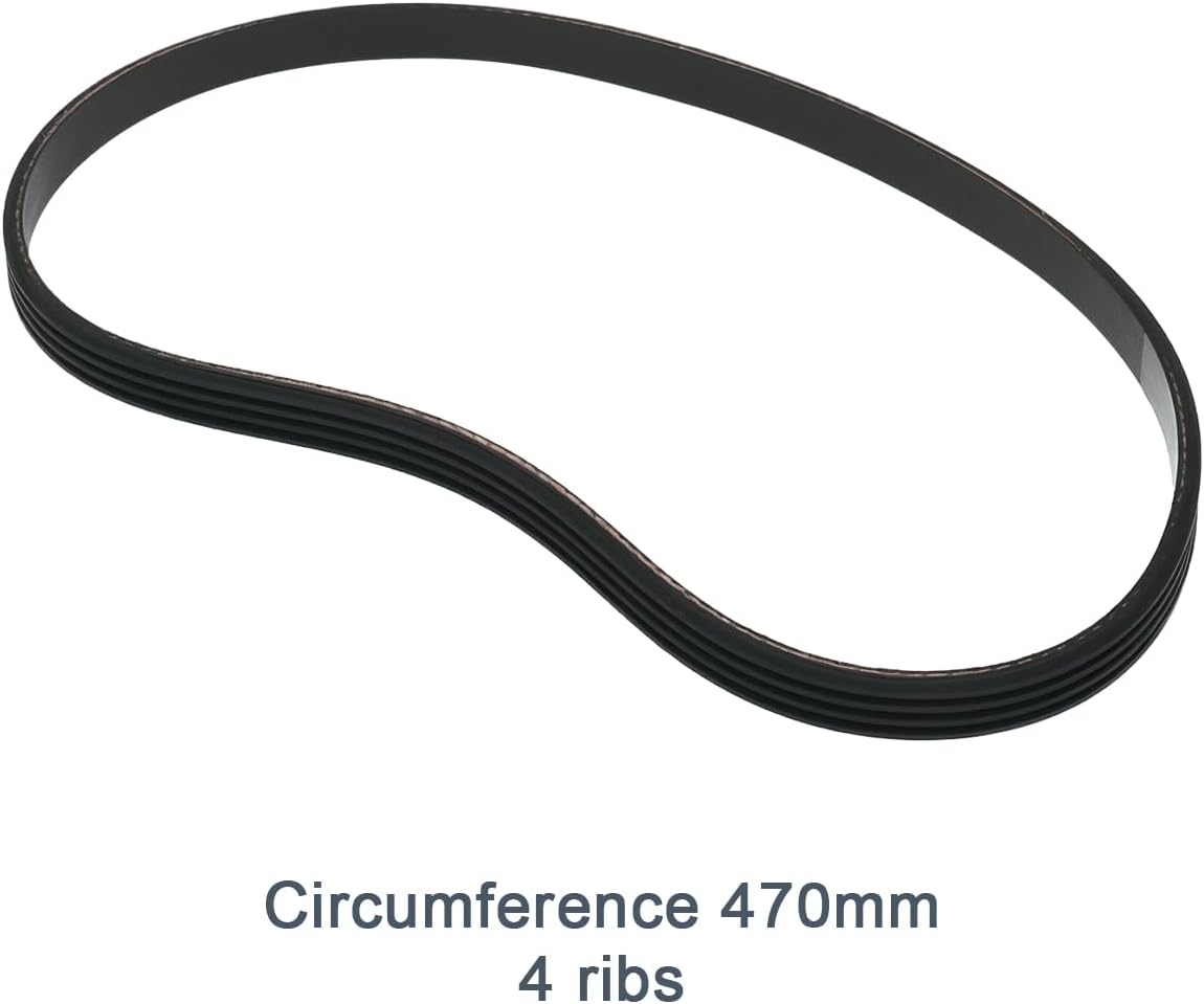 Briny River 2Pcs 4Ribs 4PJ470 Engine V-Belt 185J Ribbed Rubber Belt PJ470 for Treadmill Massager Lawn Mower Chainsaw Air Compressor 470Mm Black image number 1