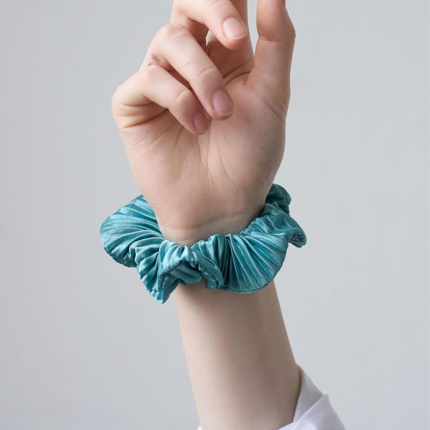 L. Erickson Large Pleated Satin Scrunchies, Alki 3 Pack Cool Multi Colors image number 1