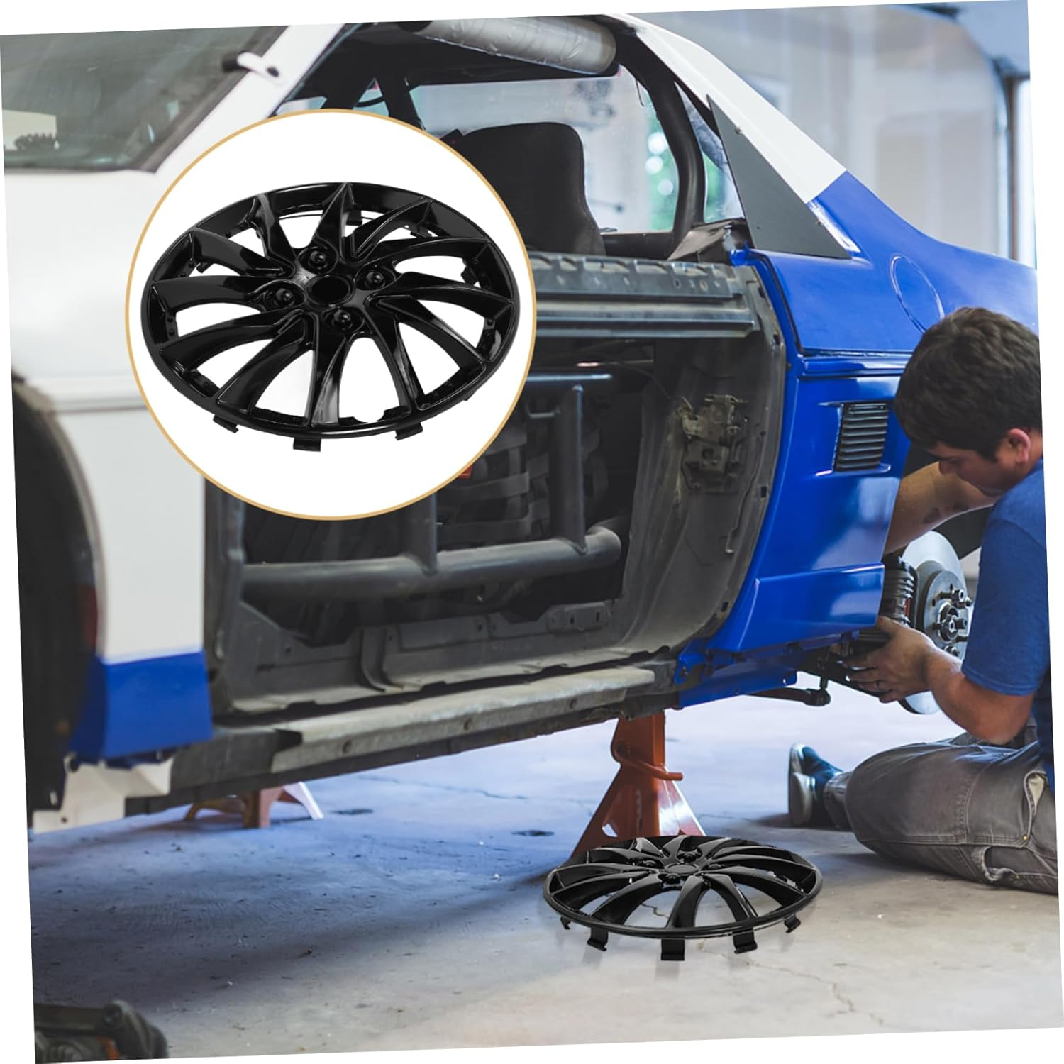 Luxshiny Vehicle Wheel Hubcap 14 Inch Hubcap Wheel Cover Black Pp Material for Car Rim Replacement Easy Maintenance