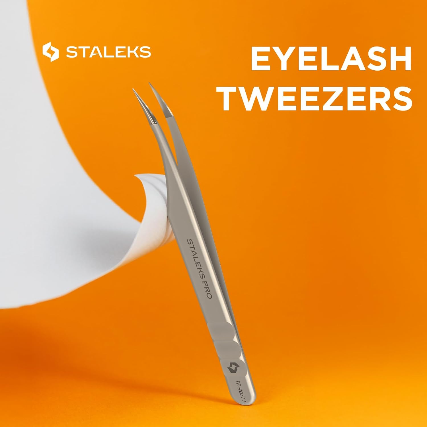 Staleks Pro Professional Eyelash Tweezers Expert 40 Type 11 &ndash; Curved &ndash; Lash Separation &ndash; Stainless Steel &ndash; Anti-Fatigue Design image number 2