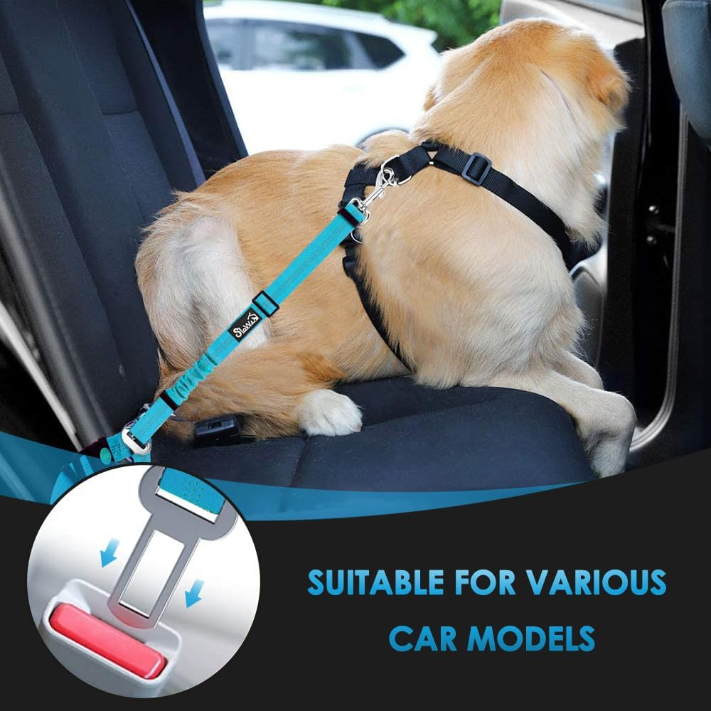 Slowton 2 in 1 Dog Seatbelts for Cars, 2 Pack Pet Car Seat Belt Headrest Restraint with Seatbelt Clip Puppy Safety Adjustable Belt Connect with Dog Car Harness with Reflective Elastic for Car image number 5