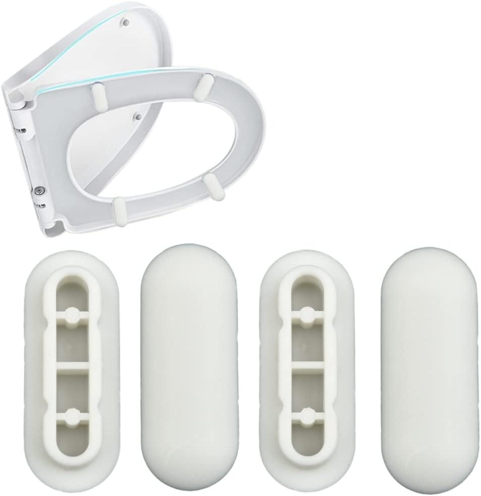 Toilet WC Seat Buffer Set Toilet Seat Bumper Noise Dampening Bumpers Gasket Toilet Seat Buffer Set Universal Toilet Bumper Replacement Cushioning Pads (White) image number 1