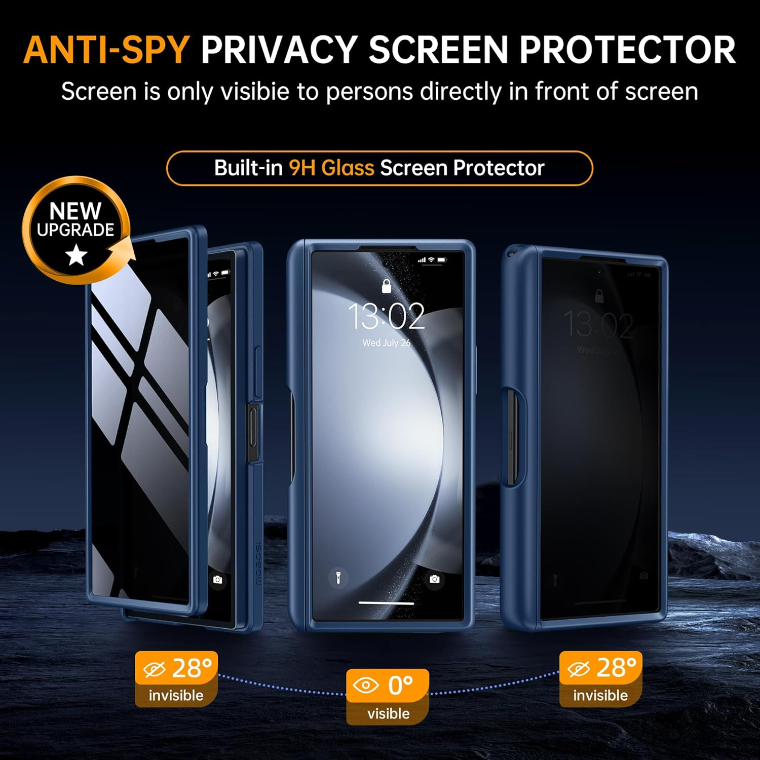 MOBOSI Upgraded 360&deg; Spin Magnetic Ring Stand for Z Fold 6 Case with S Pen Slot, Compatible with Magsafe, 18FT Military Grade Protection, Shockproof Case for Samsung Galaxy Z Fold6, Privacy Blue image number 1