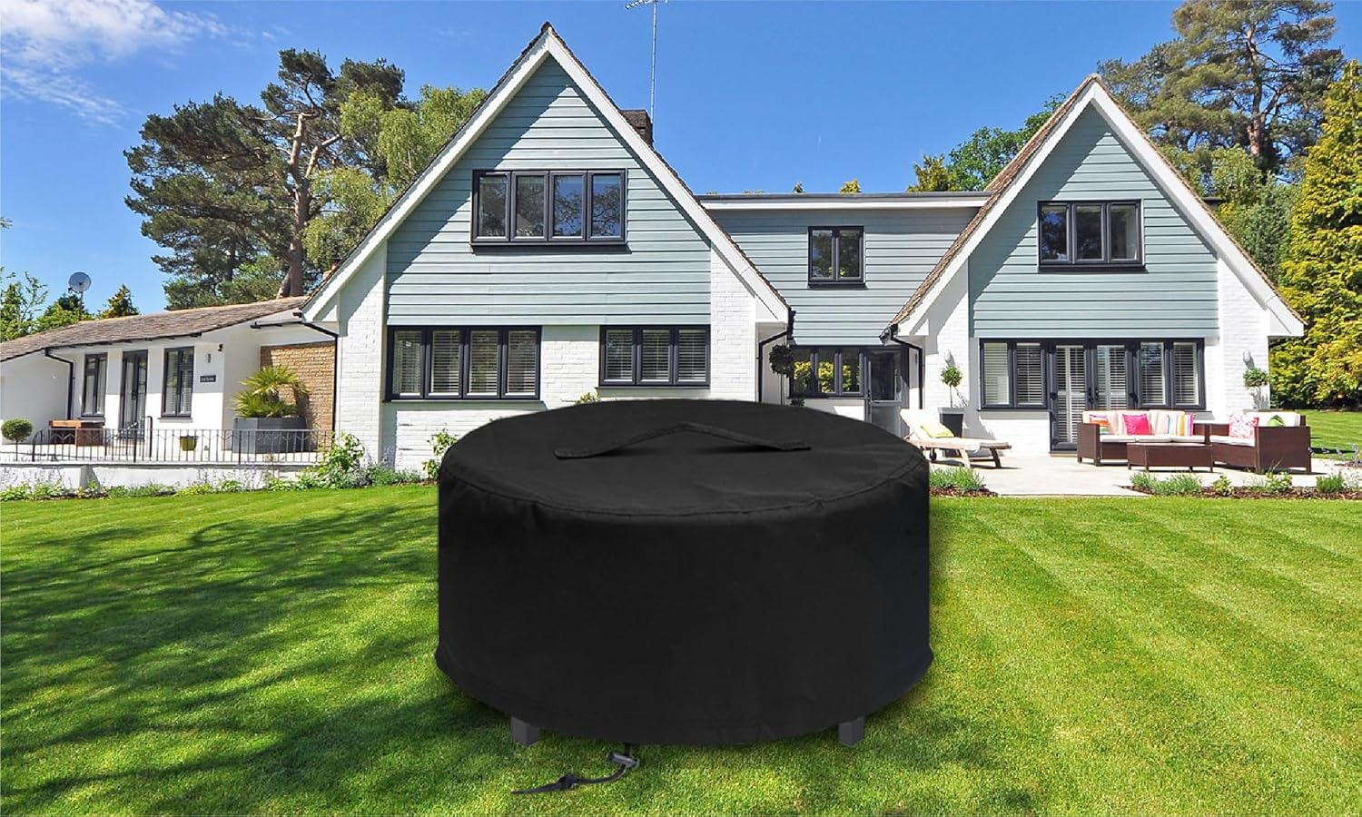 Fire Pit Cover for Solo Stove Fire Pit Surround Tabletop, Surround Shelter for Fire Pit Surround Table, Large Elevation Shelter for Yukon Wood Burning Outdoor Fire Pit, Black, 54" D*21" H image number 1