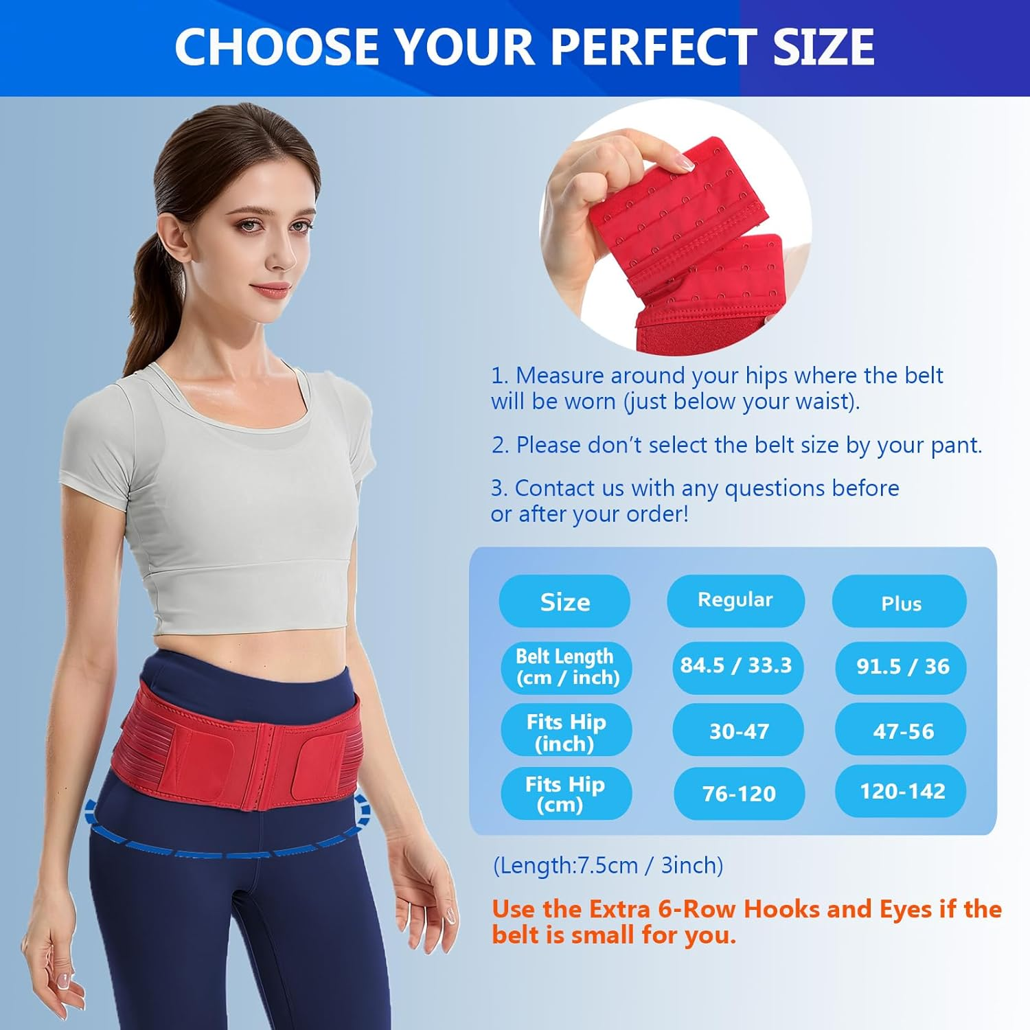 Upgraded SI Joint Hip Belt with 6-Row Hooks & Eyes，Sacroiliac Belt for Sciatica and Lower Back Pain Relief, Pelvic Support Belt for Men & Women -Regular image number 4