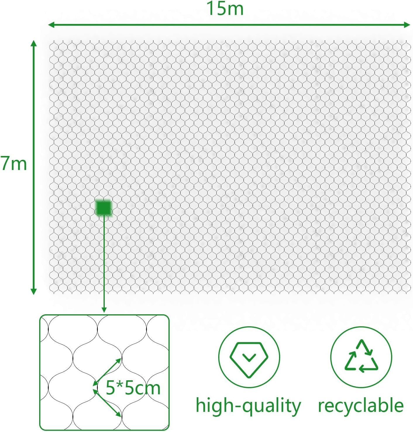 Bird Netting for Garden,Poultry Nylon Mesh Net Netting,Multi-Purpose Fruit Tree and Plant Protection Netting，15 * 7M Bird Netting (Black) image number 2