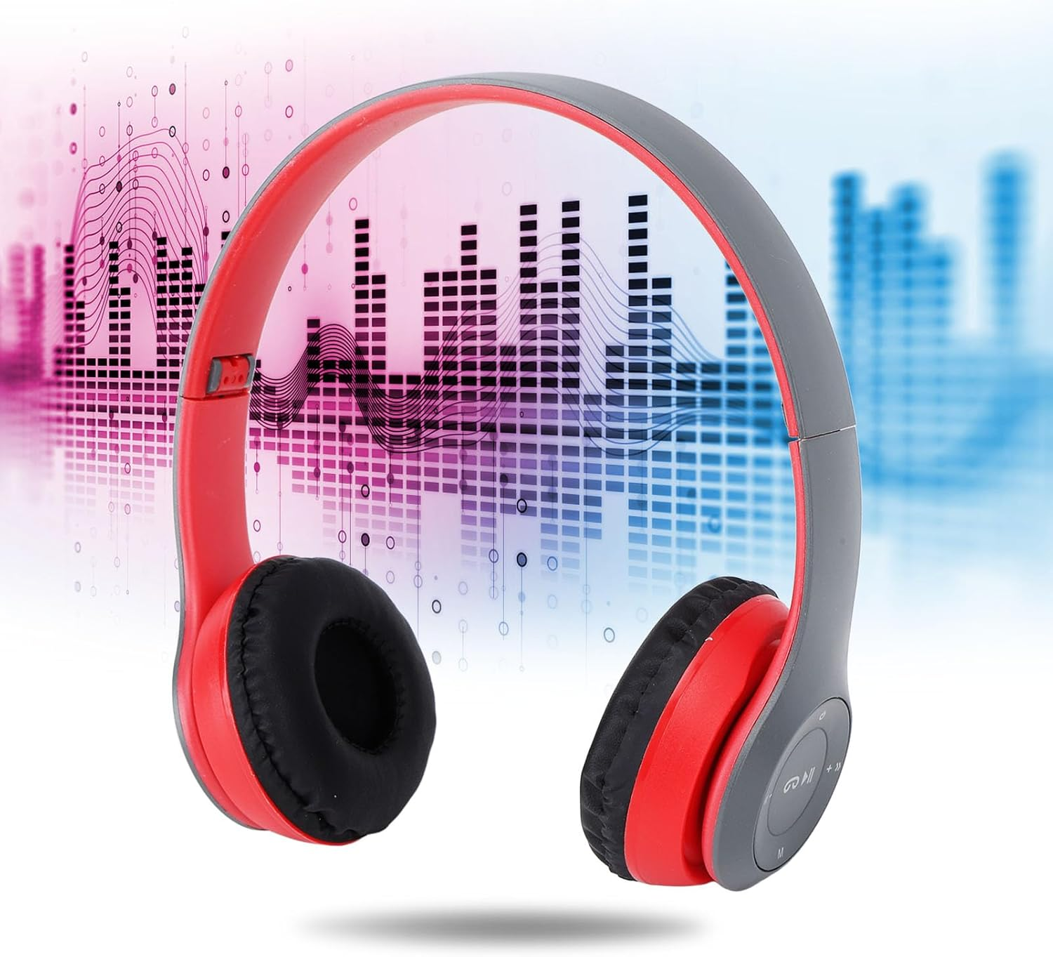 Tbest P47 BT Bluetooth Headphones, Wireless Bluetooth Headphones, Noise Cancelling, Foldable Wireless Headset for Sports Music Lovers, for Men and Women (Red) image number 6