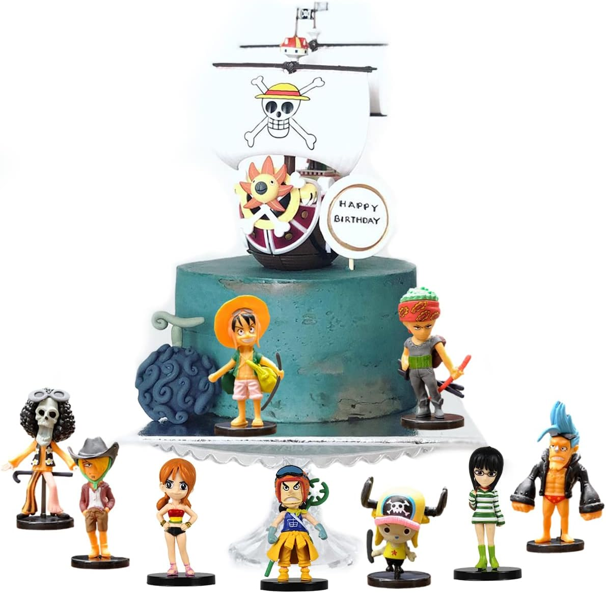 9Pcs Birthday Cake Toppers for One Piece,Cartoon and Animation Theme Party Cake Decorating Supplies image number 3