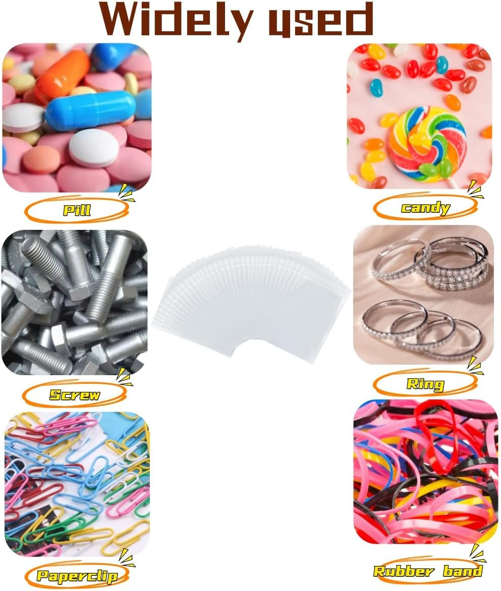 200 Pcs 4X6Cm Plastic Seal Bags, Grip Seal,Small Mini Reusable Plastic Jewelry Storage, for Kitchen Storage, Jewellery, Drugs, Small Cookies and Sweets image number 5