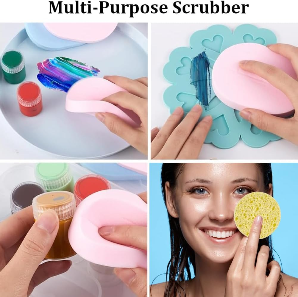 GORGECRAFT 12Pcs Reusable Make-Up Remover Sponges Facial Cleansing Sponge Makeup Sponges Flat round Face Washing Sponges Yellow Make up Sponges for Daily Cleansing Gentle Exfoliating Makeup Removal