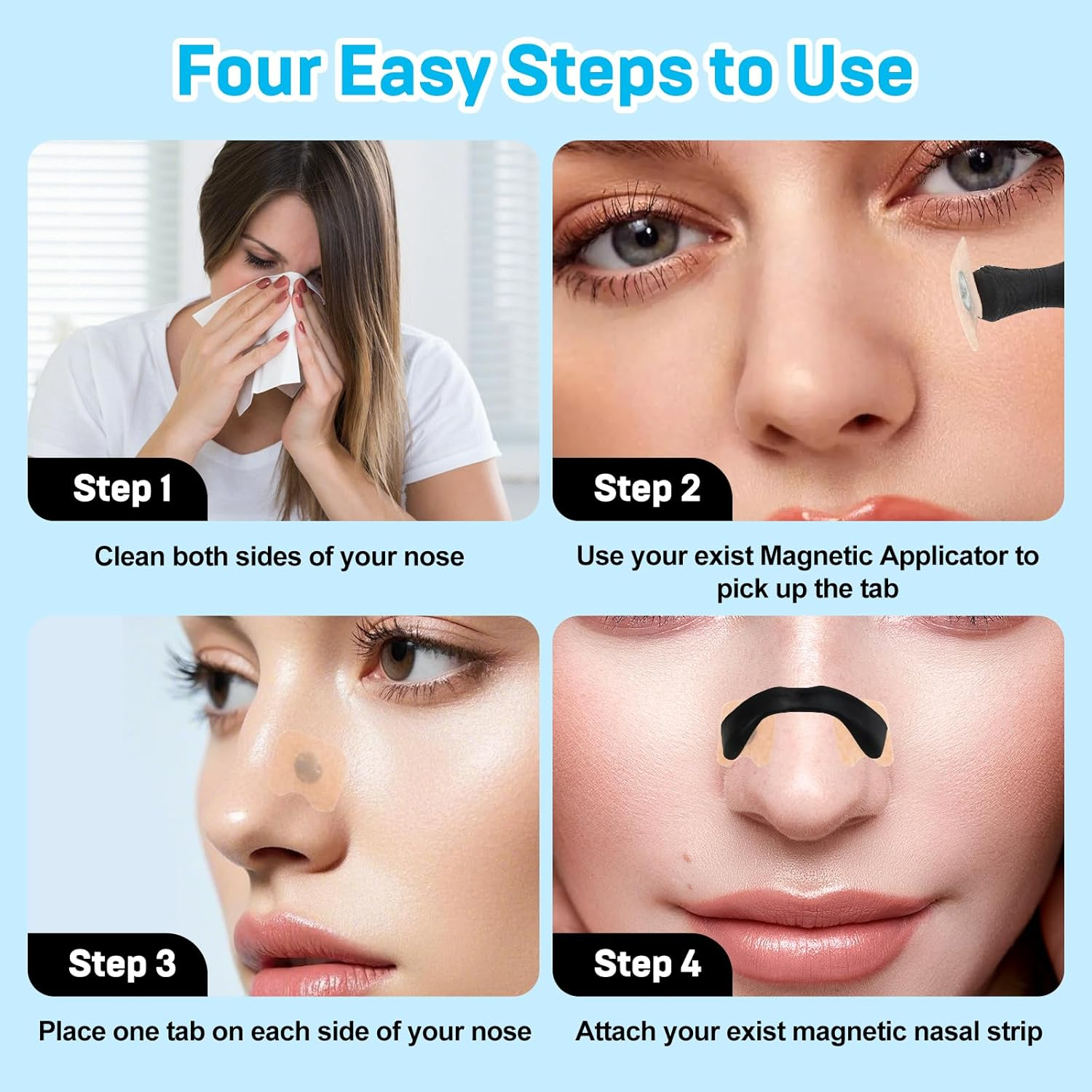 Magnetic Nasal Strips Refill Tabs,(60 Count)30 Days&rsquo; Supply Skin Safe anti Snoring Devices,Snoring Solution for Better Breathing,Sleep,Exercise,All Night Comfortable image number 4