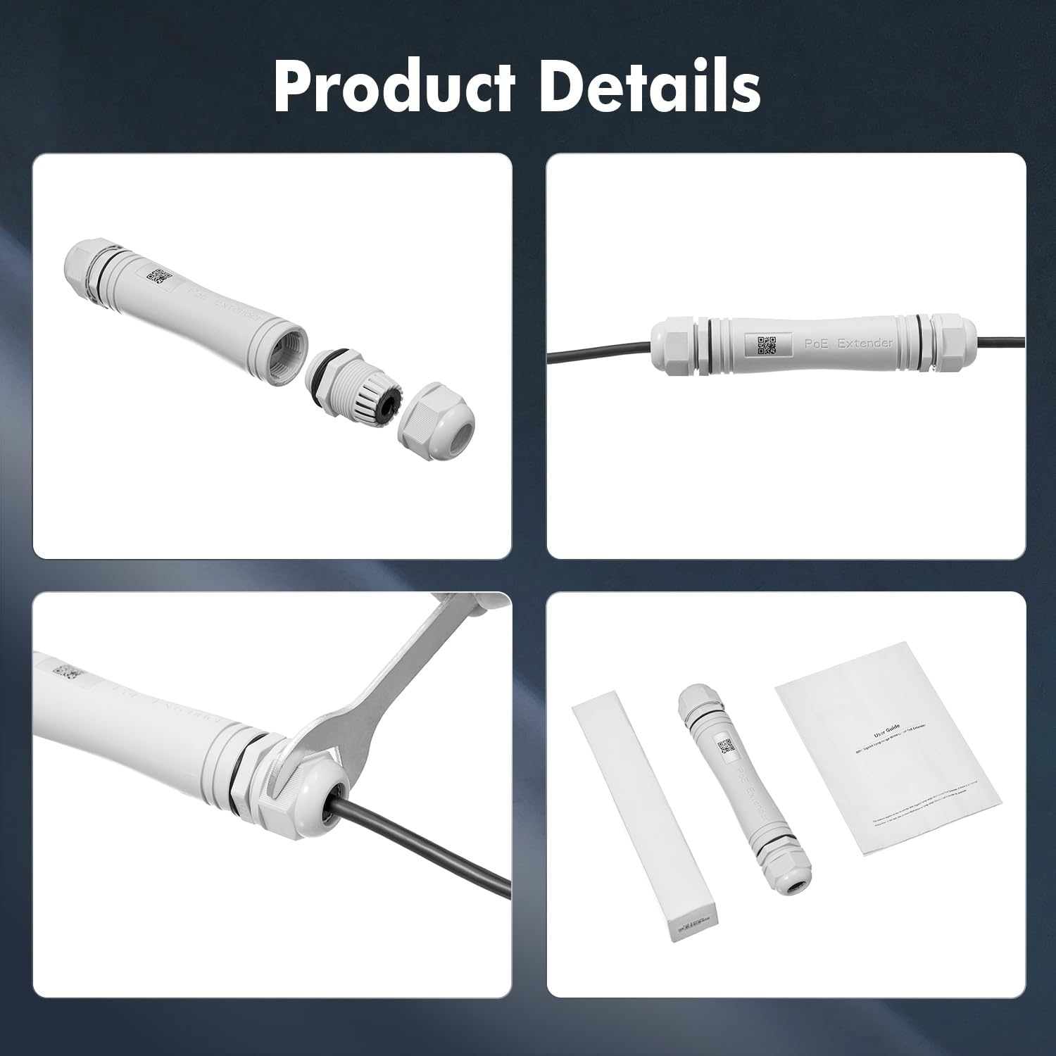 Outdoor IP67 Waterproof Gigabit Poe Passthrough Switch, 1 Poe in 1 Poe Out Extender, Ieee802.3Af/At Poe Powered 30W, 10/100/1000Mbps Ethernet, Wall Mount Plug and Play image number 4