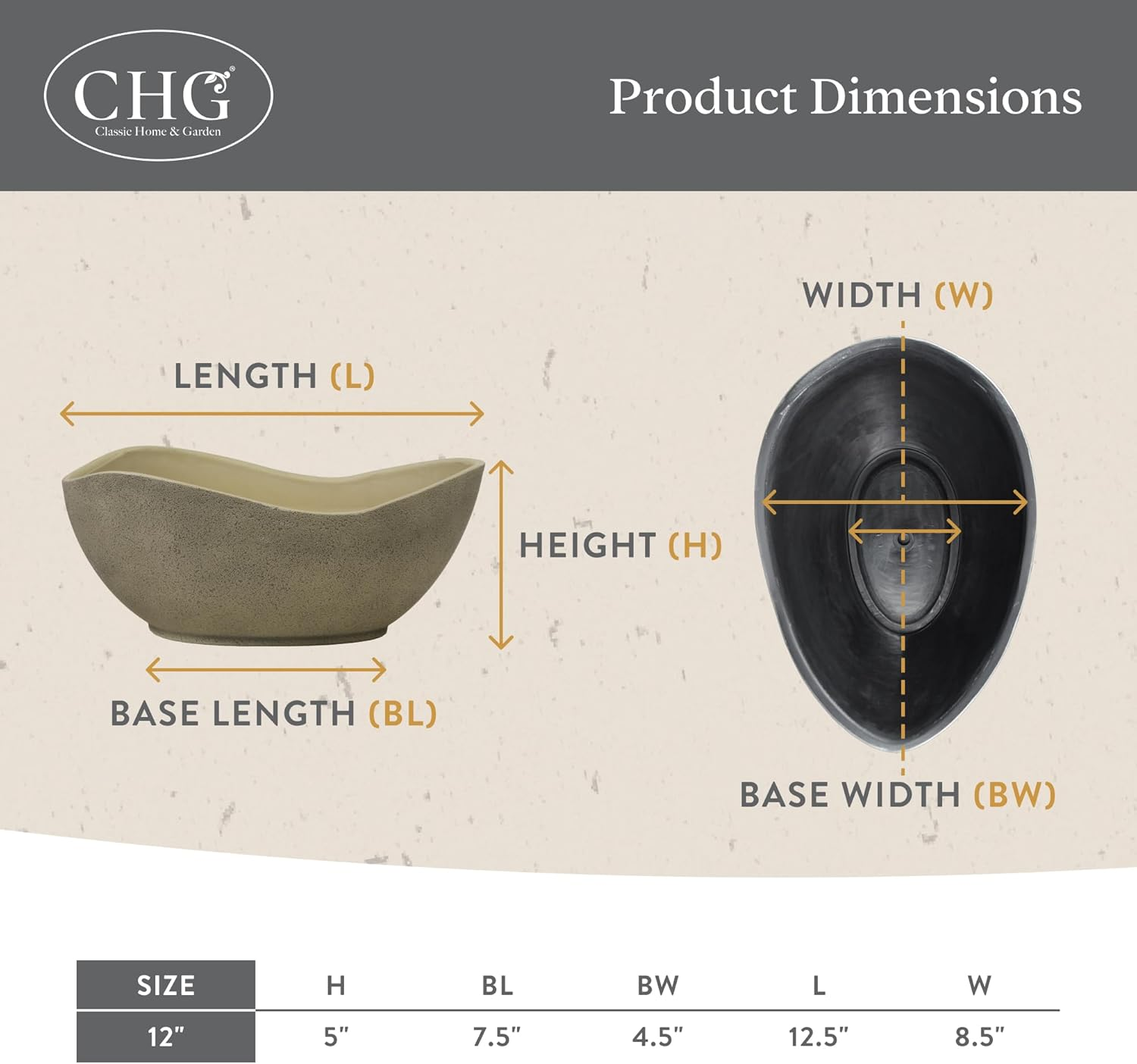 Classic Home and Garden Arc Pot 12" - Concrete image number 1