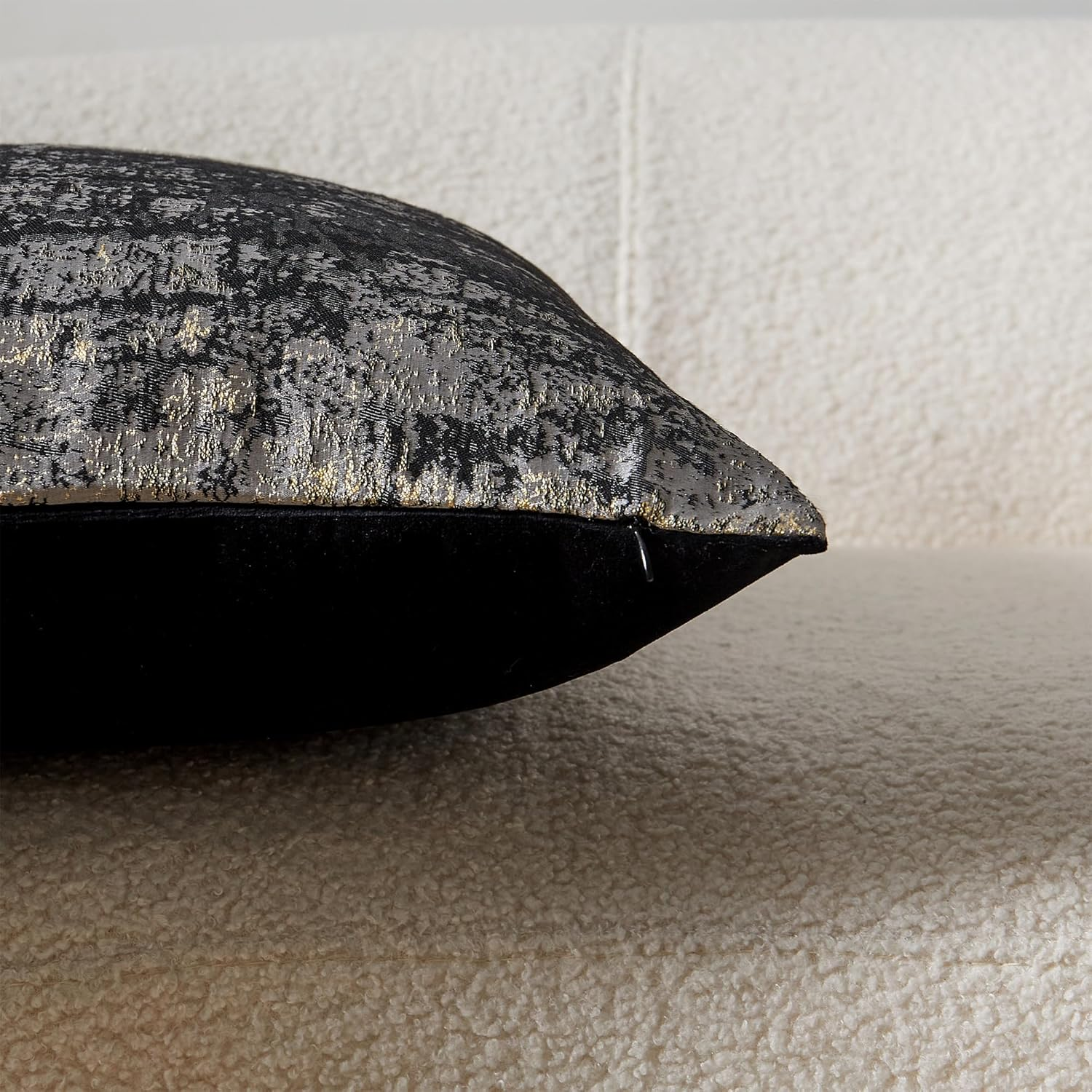 THE-TINOART Gray Pillows Covert 20 X 20 Inch Gold Splashed on Black Gray Throw Pillow Covers Reversed Soft Velevt Decorative Pillow Cover for Couch Living Room Bedroom Car 1Piece image number 5