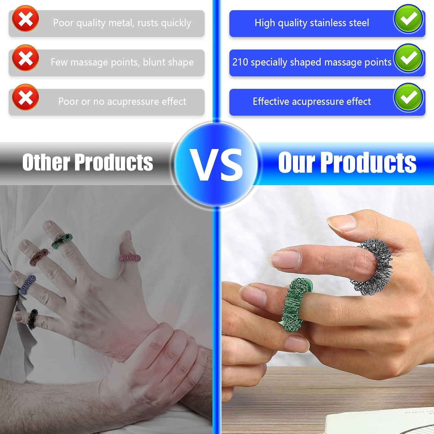 Finger Massage Rings, 30 Pcs Acupressure Ring, Spiky Sensory Finger Rings for Teens, Adults Silent Stress Reducer and Massager (6 Color) image number 6