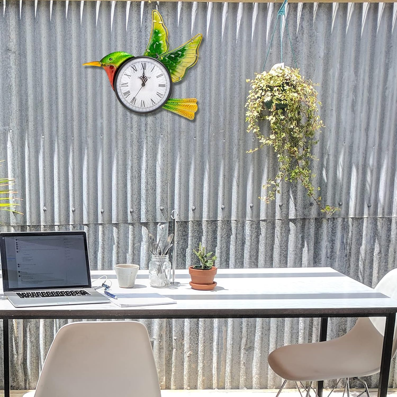 MUMTOP Indoor Outdoor Wall Clock Hummingbird Waterproof Wall-Mounted Clock for Patio Home Living Room Bedroom image number 3