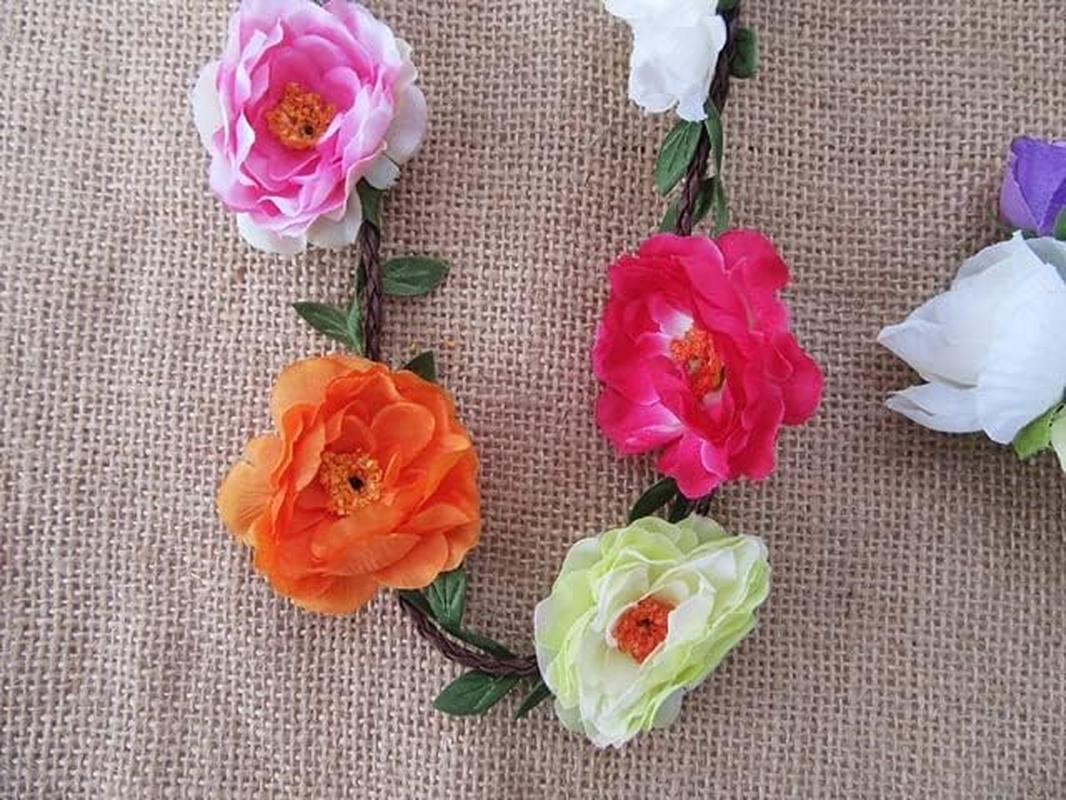 6Pcs Various Flowral Forehead Elastic Head Band Assorted image number 3