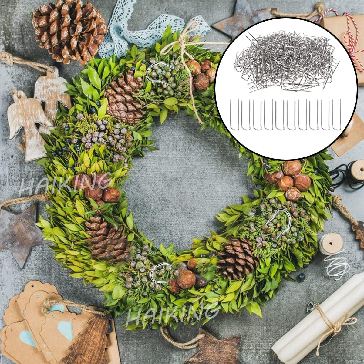 U-Shaped Sewing Pins, 50 Pcs Stainless Steel Fork Pins Double Blocking Sewing Pins for Sewing, Craft, DIY, Handmaking(23Mm/ 0.9 Inch) image number 2