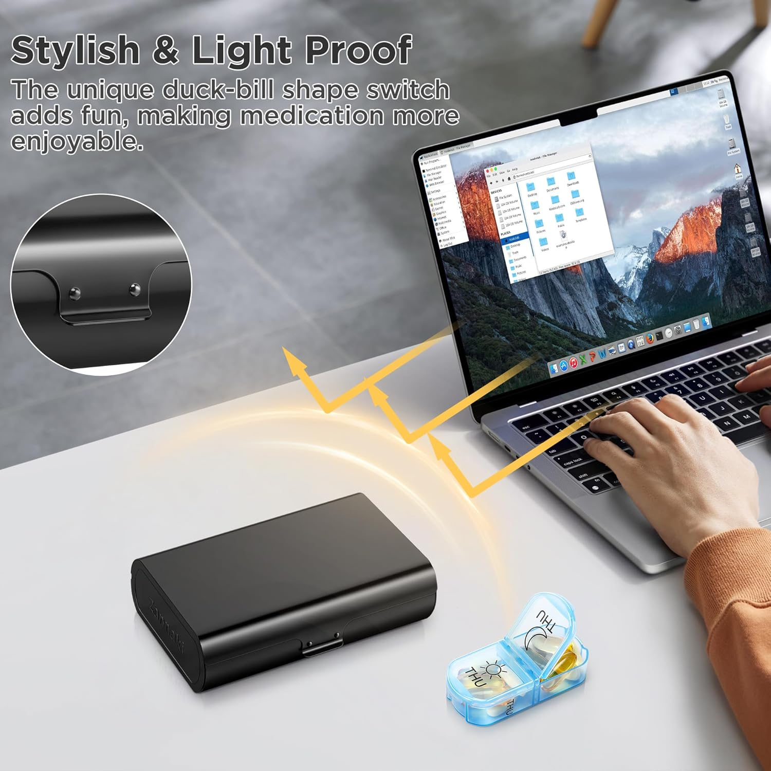 Zannaki Metal XL Weekly Pill Organizer 2 Times a Day, Large Travel Daily Pill Box 7 Day, Portable Week Twice Pill Holder Container, AM PM Pill Case for Medicine Vitamin Medication Supplement, Black - Pink image number 4