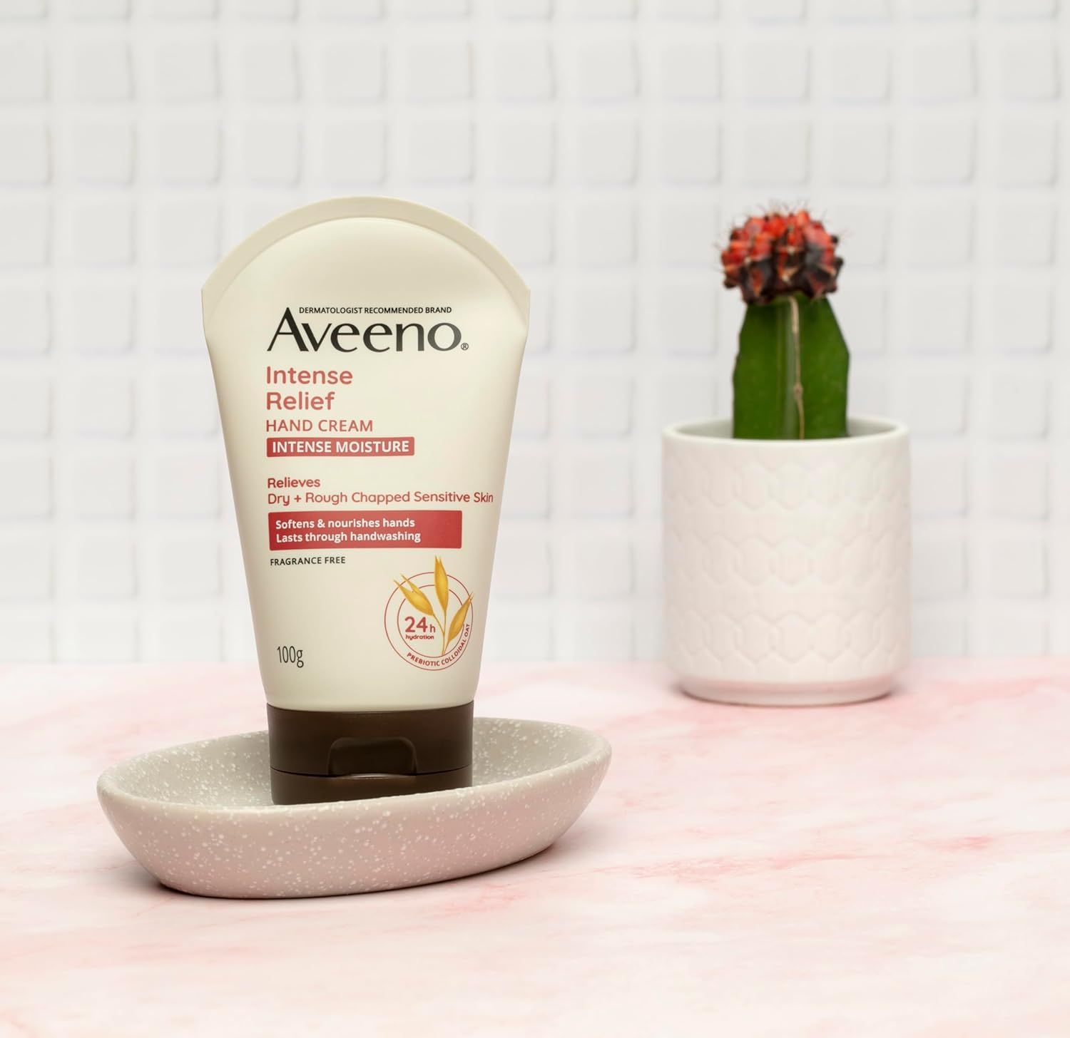 Aveeno Intense Relief Soothing Fragrance Free Hand Cream 24-Hour Moisture Protect Dry Rough Chapped Sensitive Skin 100G image number 4
