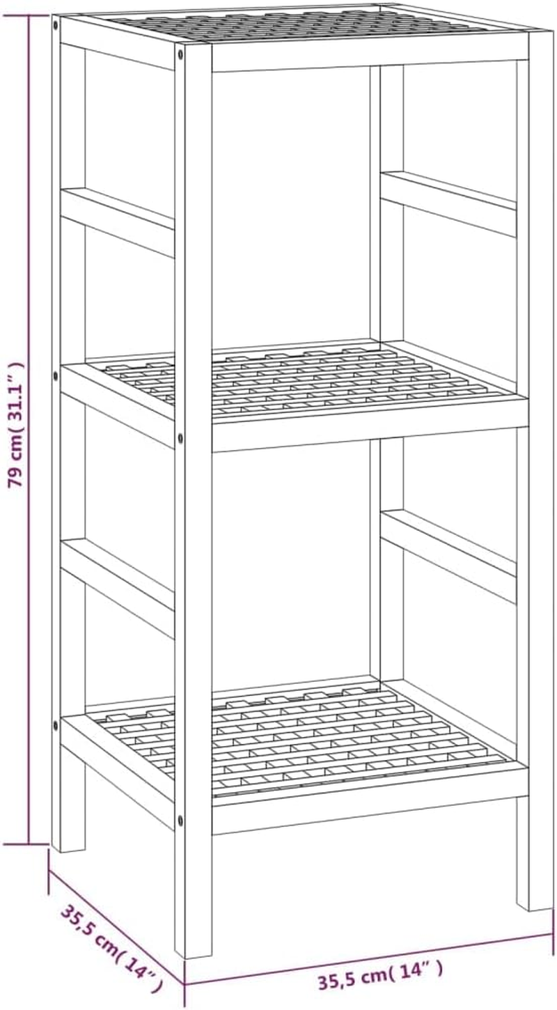 Bathroom Shelf 35.5X35.5X79 Cm Solid Wood Walnut Home Organisation image number 2