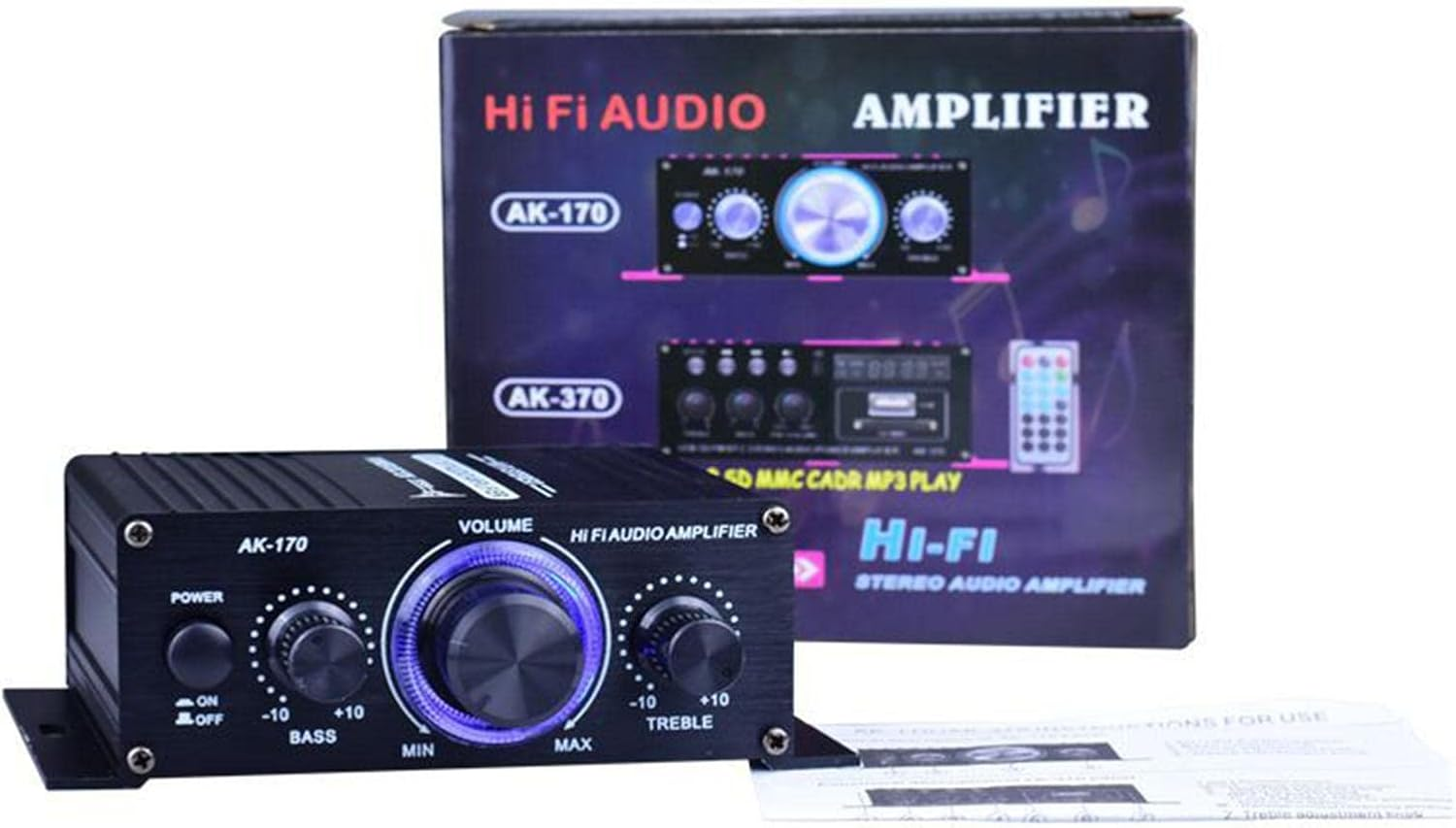 Nonmifyr Audio Stereo Amplifier AMP Power Speakers for Desktops Car Ceiling Wall Home, Black, AK170 With image number 6