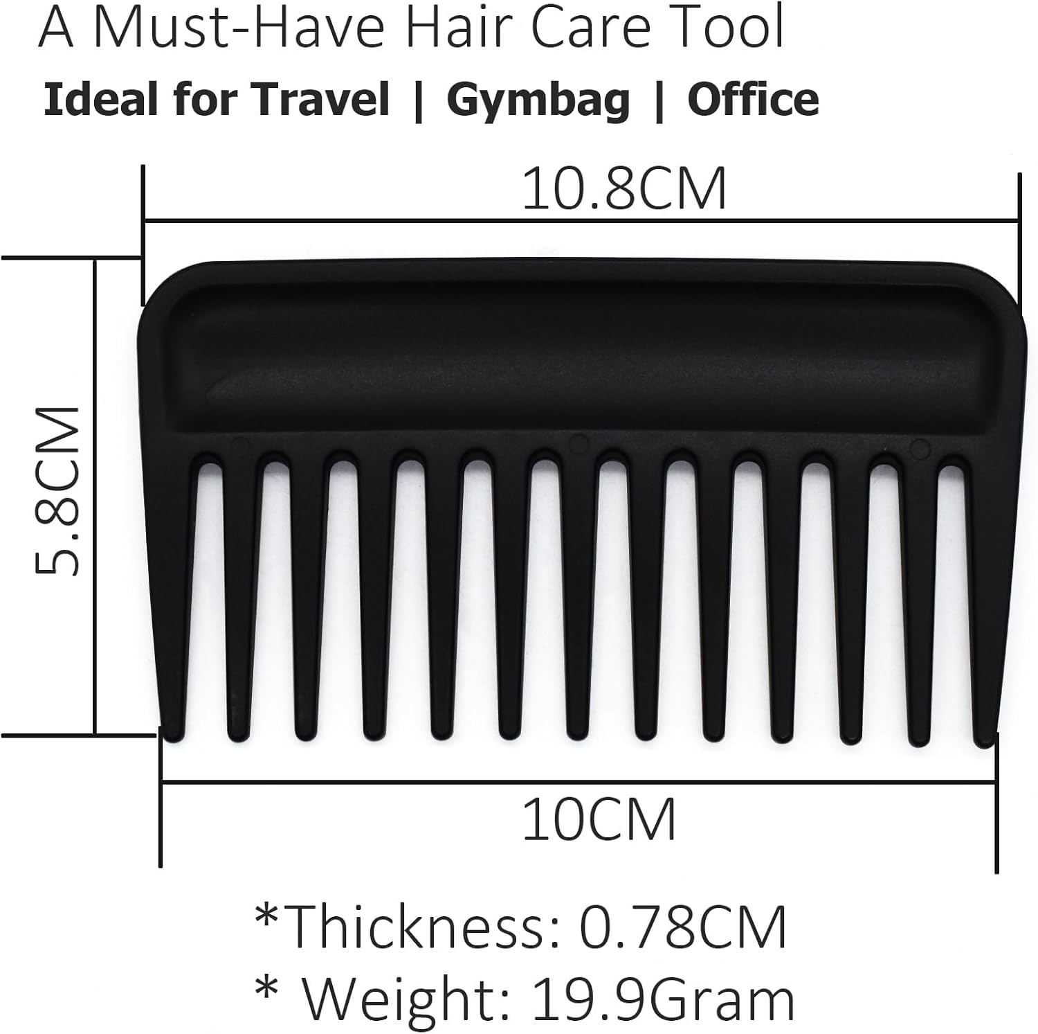Professional Hair Comb, Streaker Texture Pocket Size Detangling Combs for All Hair Types, Women, Men, Kids, Home, Office, Car, Travel, Handbag, Gym Bag (Black, 1) image number 6